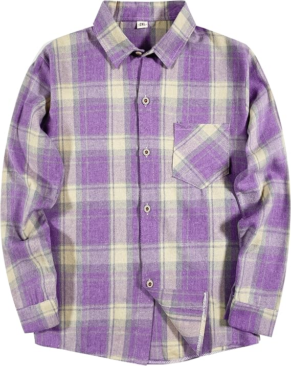 SELINK Girls Long Sleeve Flannel Buffalo Plaid Button Down Shirt