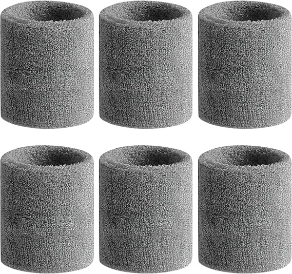 Premium Wrist Sweatbands: Stay Dry, Play Hard - Ideal for Tennis, Football, Basketball, Running, 6 Pack Cotton Sweatbands for Men & Women