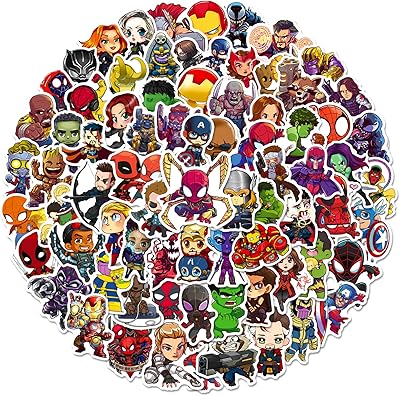 200PCS Cartoon Character Superhero Stickers for Kids Waterproof Vinyl Superhero Stickers Bulk for Water Bottles Skateboard Luggage Laptop Bumper Boys Teens Adults