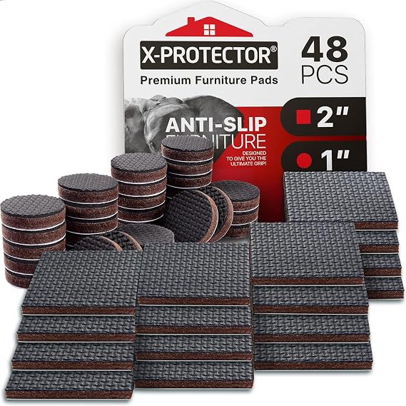 Non Slip Furniture Pads X-PROTECTOR 48 PCS - 32 pcs 1 Round + 16 pcs 2"