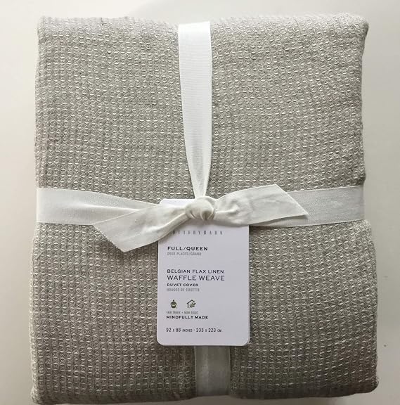 Pottery Barn Belgian Flax Linen Waffle Duvet Cover Full/Queen ~Flax~