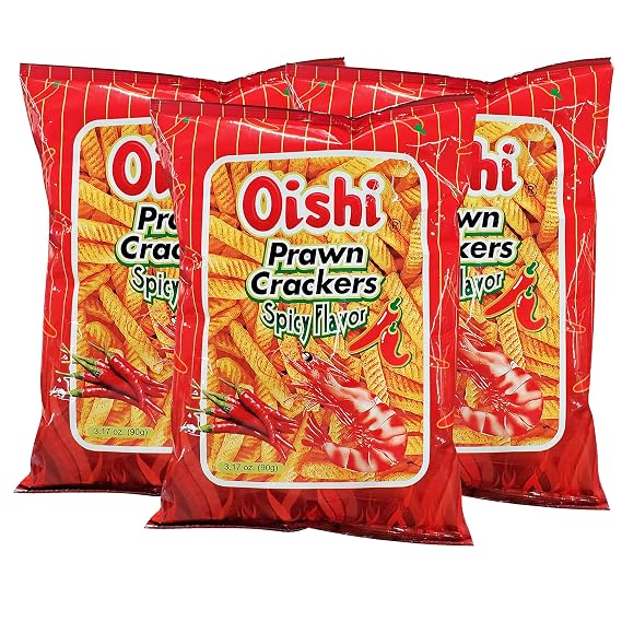 Oishi Spicy Prawn Crackers 90g, Pack of 3