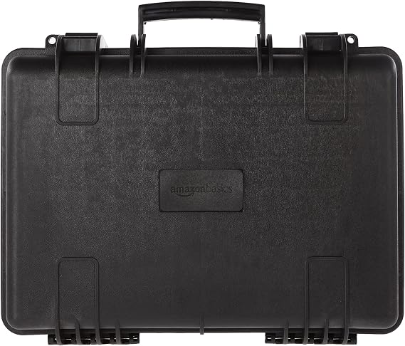 Amazon Basics Portable Hard Camera Case for DSLR Equipment, Customizable Fit, Protective Water Resistant, Medium, Black, 18"L x 14"W x 6"H