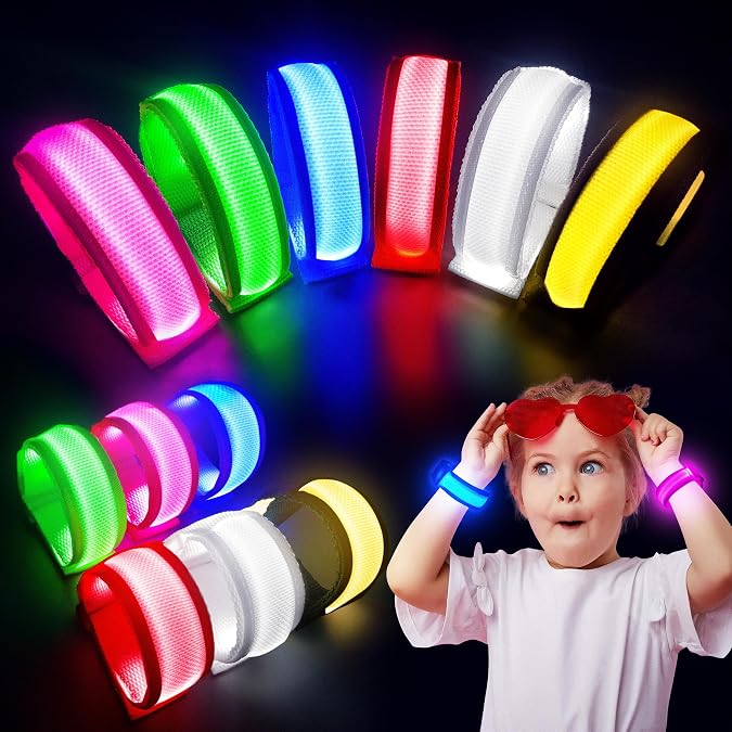 FANL 8 Pack LED Glow Bracelets, 8 Colors, Light Up Party Favors | Light up bracelets for birthdays, Halloween, skating parties and school events; party favors for older kids, teens and adults