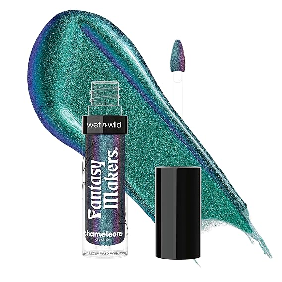 wet n wild Halloween Fantasy Makers Chameleon Chrome Lip Foil, Intense Multi-Chrome Pigment, Mesmerizing Blendable Color Shift Foil Finish, Cruelty-Free - Serpent's Spell