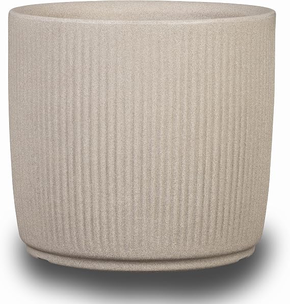 Scheurich Linetto 30 Round Plant Pot Sand Made with Recycled Plastic Outdoor Use