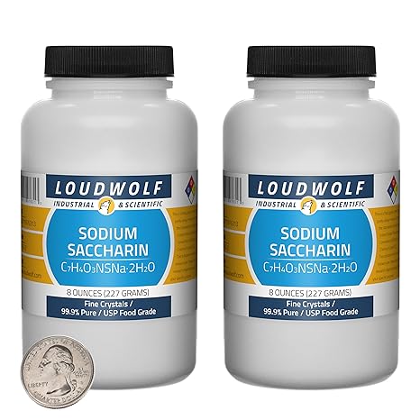 Sodium Saccharin / 1 Pound / 2 Bottles / 99.9% Pure USP Food Grade/Fine Crystals