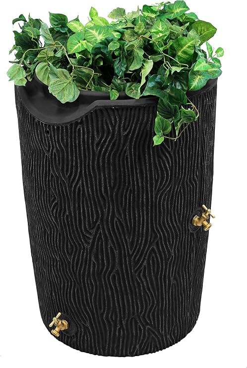 Good Ideas IMP-C50-BLK Impressions Bark Rain Saver, 50-Gallon, Black