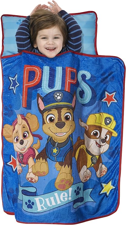 Paw Patrol We're a Team Nap-Mat Set Quilted Nap Mat with Built-in Pillow and Plush Blanket Portable Nap Mat for Daycare, Preschool, Sleepovers & Travel for Boys or Girls Ages 3+