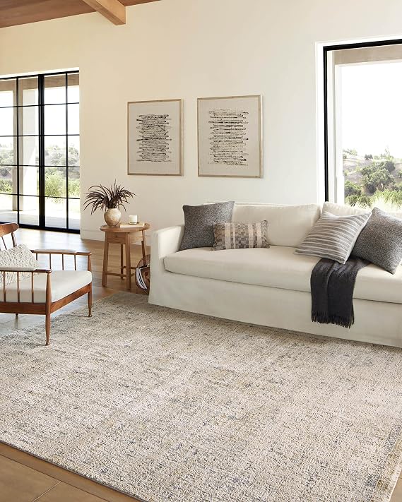 Loloi Amber Lewis Alie Sand/Sky 5'-3" x 7'-9" Area Rug | ALE-02 Approx. 5x8 Beige Living room Dining room Bedroom, Modern, Traditional, Plush, Area Rug