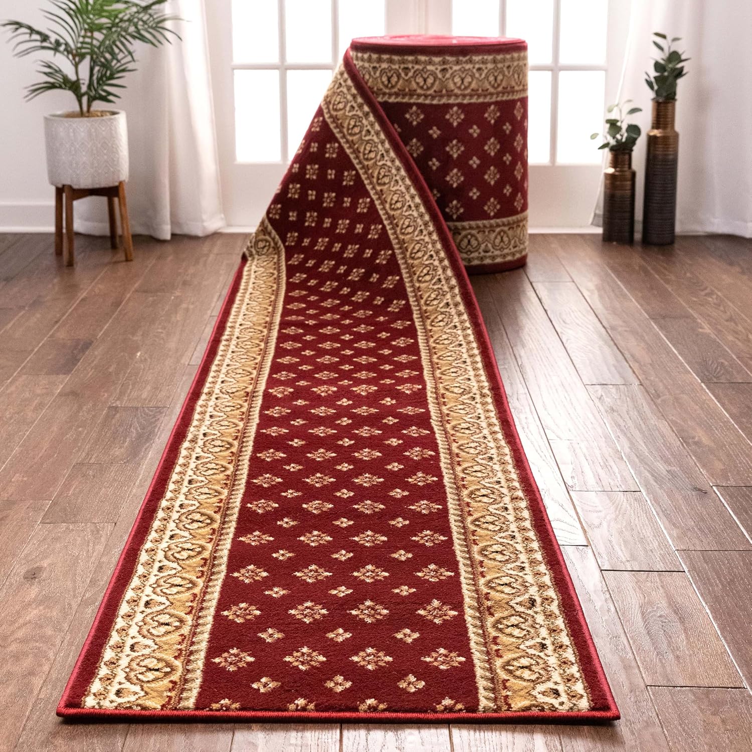 Well Woven Custom Size Hallway Stair Runner - Choose Your Custom Length - Noble Sarouk Ivory Oriental 27 Inch Wide x 2 Feet Long Runner (27" x 2') Traditional Floral Carpet