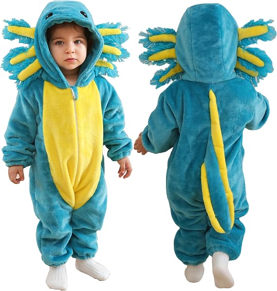 DarkCom Unisex Baby Axololtl Costume Toddler Animal Onesie Hooded Romper
