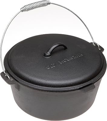 Old Mountain Pre Seasoned 10112 8 Quart Dutch Oven with Dome Lid and Spiral Bail Handle