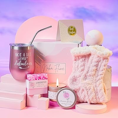 Naha Flume Birthday Spa Gifts for Women, Birthday Spa Gift Baskets for Mom - Self Care Gifts