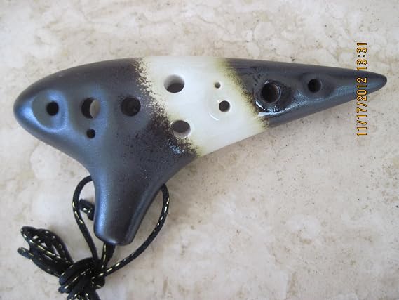 12 Holes Utopia Black and Yellowish white in the middle Ocarina Ceramic Soprano G Key - Easy to play. Good for beginners