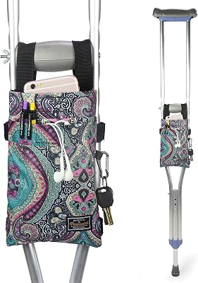 Crutch Bag Universal Crutches Accessory Crutch Carryon Pouch Universal Crutch Accessories Bag Lightweight and Waterproof Crutch Accessories Colorful, Polyester