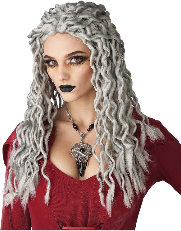 California Costumes, Gray Crinkle Dreads Wig, Gray