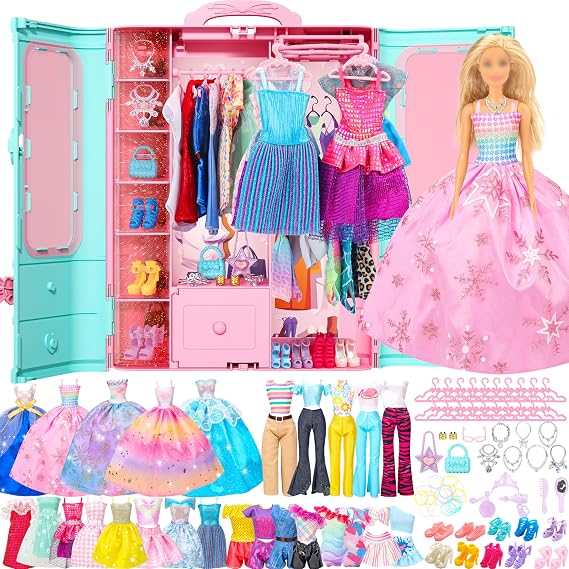 Style Shine 70 PCS Doll Clothes Accessories with Closet for 11.5 inch Doll