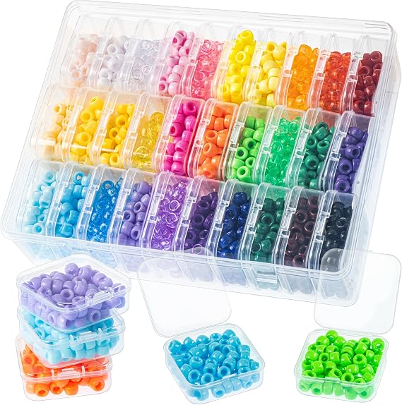 30 Colors Pony Beads Bulk for Bracelet Making Kit-Individually Wrapped
