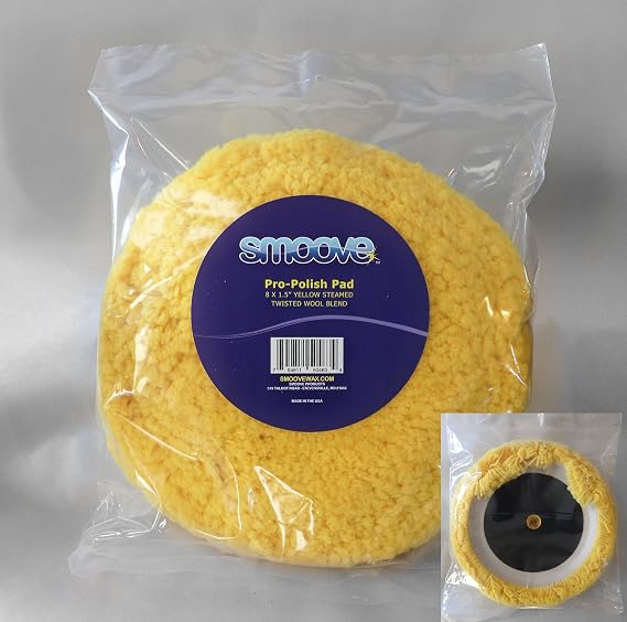 Smoove Pro-Polish Wool Polishing Pad 8 Inch, Compound Polishing Buffer Pad for Marine and Automotive, Steamed Wool Blend, Boat & Car Buffing Pads for Superior Finishing