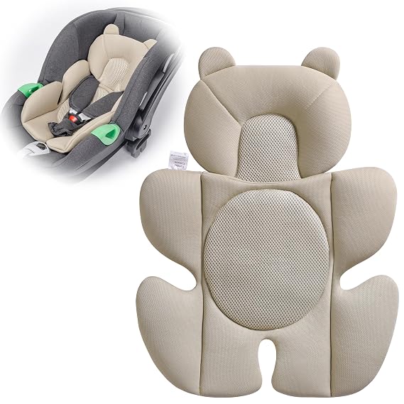 Baby Support Cushion - Breathable 3D Mesh Infant Insert for Strollers, Car Seats, High Chairs, and More - Perfect for Newborns (Cream)