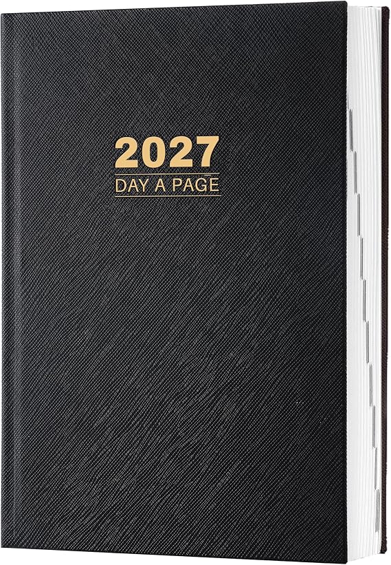 2027 Diary - Diary Full Page Per Day, Daily Planner 2027 | Jan. 2027 - Dec. 2027, 5.8" x 8.4", Agenda for 365 Days - Hardcover Black