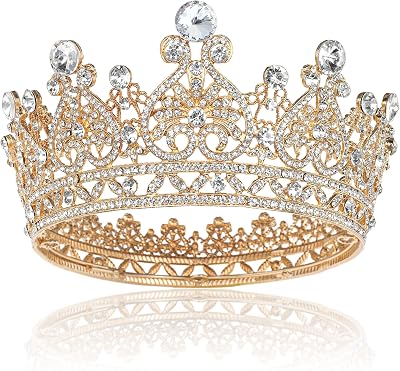Gold Princess Crown for Women - Queen Crowns for Women, Tiaras and Crowns for Women Wedding, Princess Crystal Tiara Crown