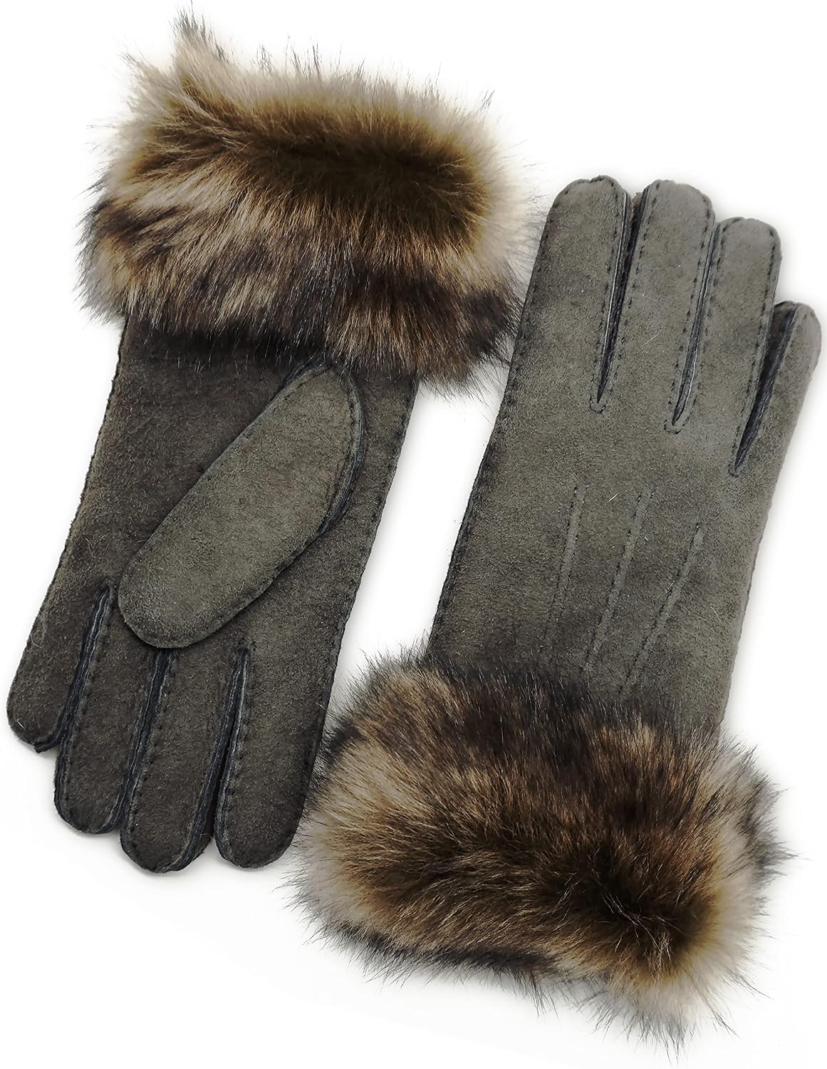 YISEVEN Womens Merino Sheepskin Shearling Leather Gloves Furry Cuff