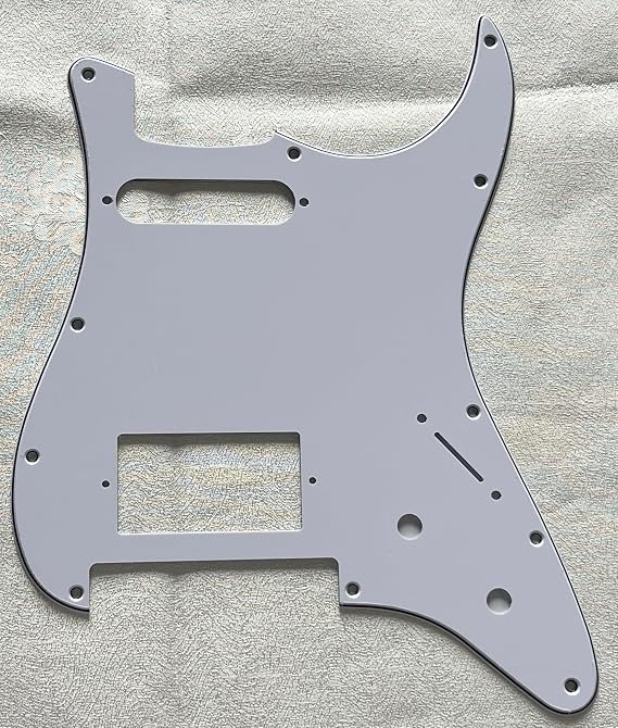 Pick Guard For Fit Strat Floyd Rose Tremolo HS Humbucker Style Guitar Pickguard Scratch Plate (3-Ply White)