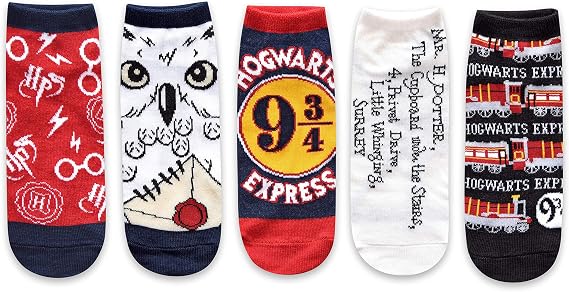 Harry Potter Hogwarts Express Hedwig Juniors/Womens 5 Pack Ankle Socks Size 4-10