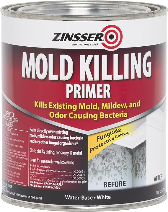 Zinsser Mold Killing Primer, Quart | Zinsser Mold Killing Primer, Quart. Antimicrobial primer kills & blocks mold, mildew & odor-causing bacteria on interior.