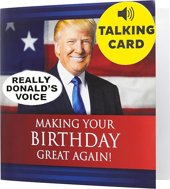 Donald Trump Talking Birthday Card with Sound Funny Patriotic Greeting Card That Plays Trump's Real Voice Novelty Birthday Gifts for Him & Her from Son or Daughter, with Envelope