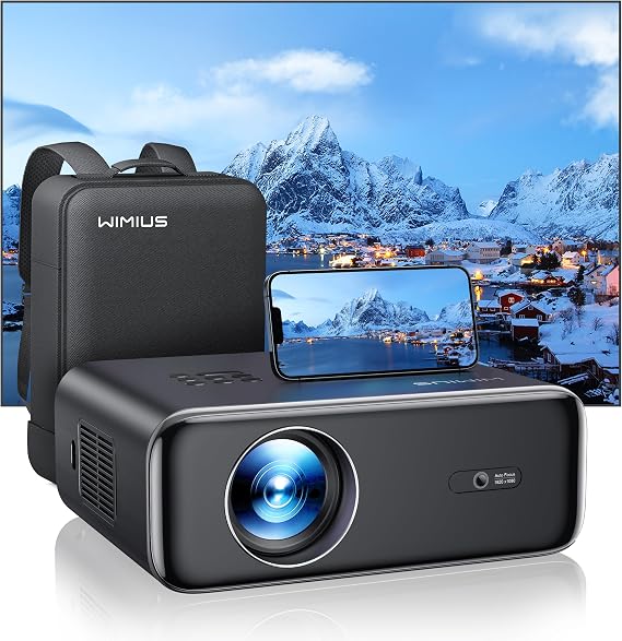 [Built-in Apps/4K Support] Smart Outdoor Projector with WiFi and Bluetooth, Movie Projector, DoIby Audio with Dual Speaker, Auto Focus Proyector