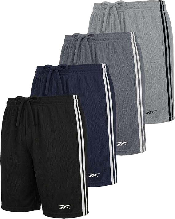 Reebok 4 Pack Boys' Mesh Shorts Basketball Athletic Sports Soccer Teen Kids