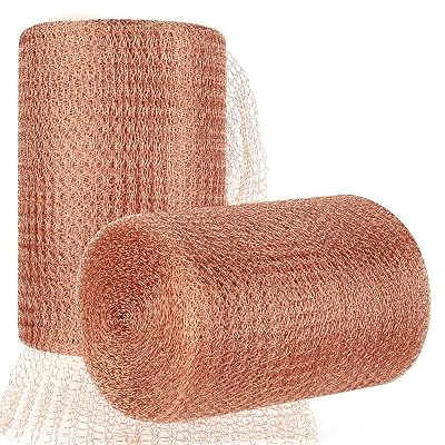 2Pcs Copper Mesh Rodent Control, 5 inch x 64ft in 2 Rolls Rodent Proof Copper Wire Mesh for Mice Rat, Bat, Snail and Brick Wall Hole Blocking