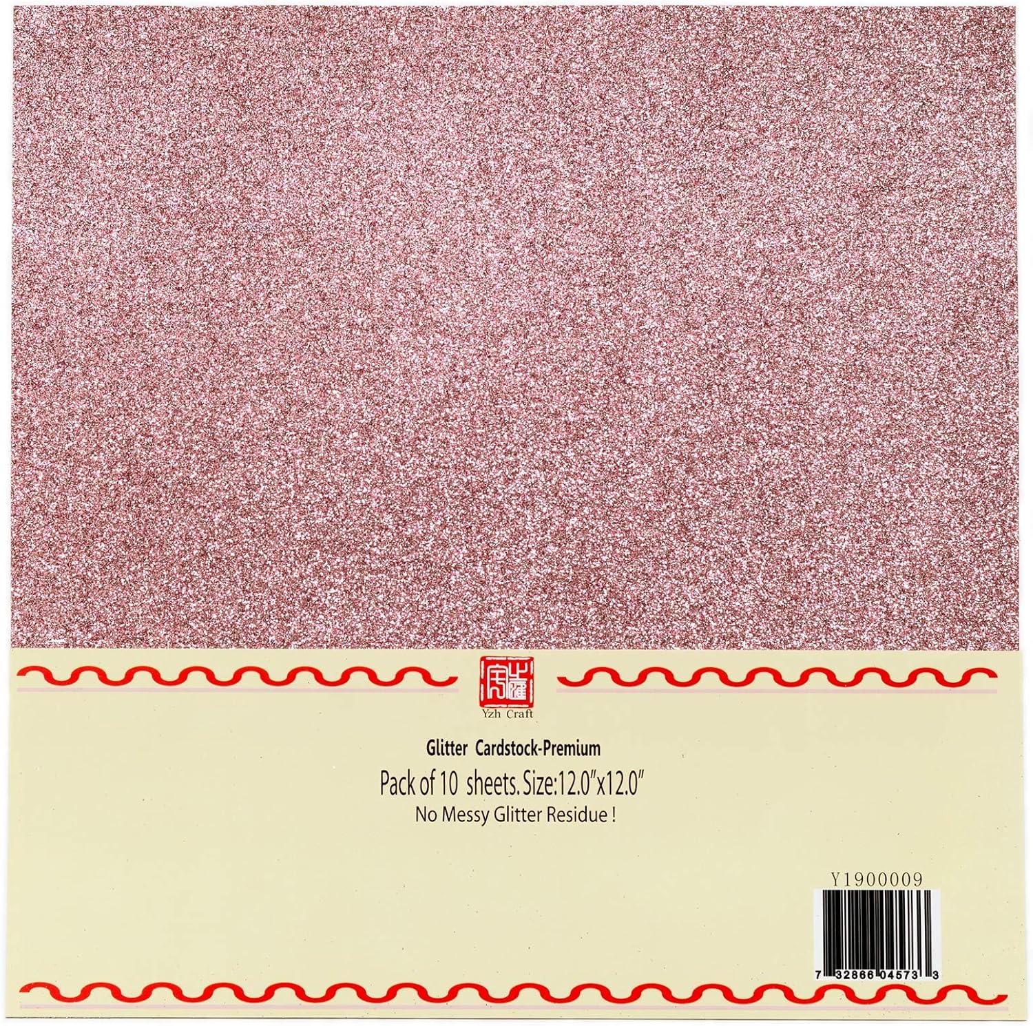 YZH Crafts Glitter Cardstock Paper, No-Shed Shimmer Glitter Papers, Cut Craft and DIY Projects Card stock, Sparkly Paper for Card Making, 12 x 12 Inch, 10 Sheets, 250 GSM Pink