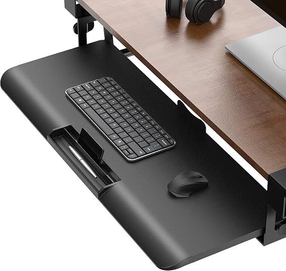 Fenge Push-Pull Keyboard Drawer Under Desk C Clamp on Keyboard Tray Adjustable Ergonomic Design KT760001WB