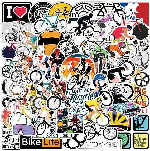 50 Pcs Road Bikes and Bicycles Stickers for Girls Boys Children Teens, Vehicle Bicycle Stickers for Laptop Water Bottles,Bicycle,Skateboard,Computer,Waterproof Vinyl for Wall,Graffiti Stickers