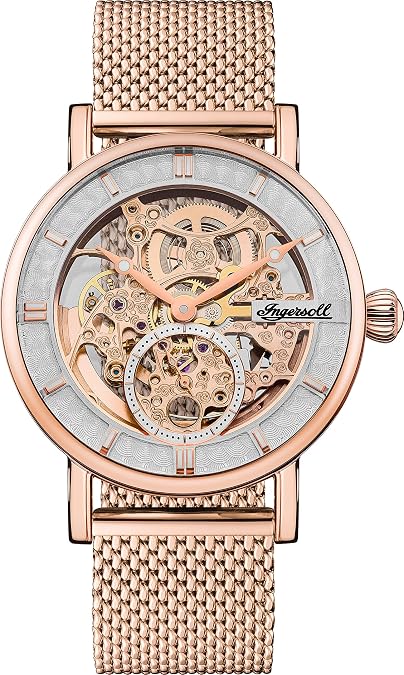 Ingersoll The Herald Men's Automatic 40mm Skeleton Dial Milanese Mesh Strap Watch