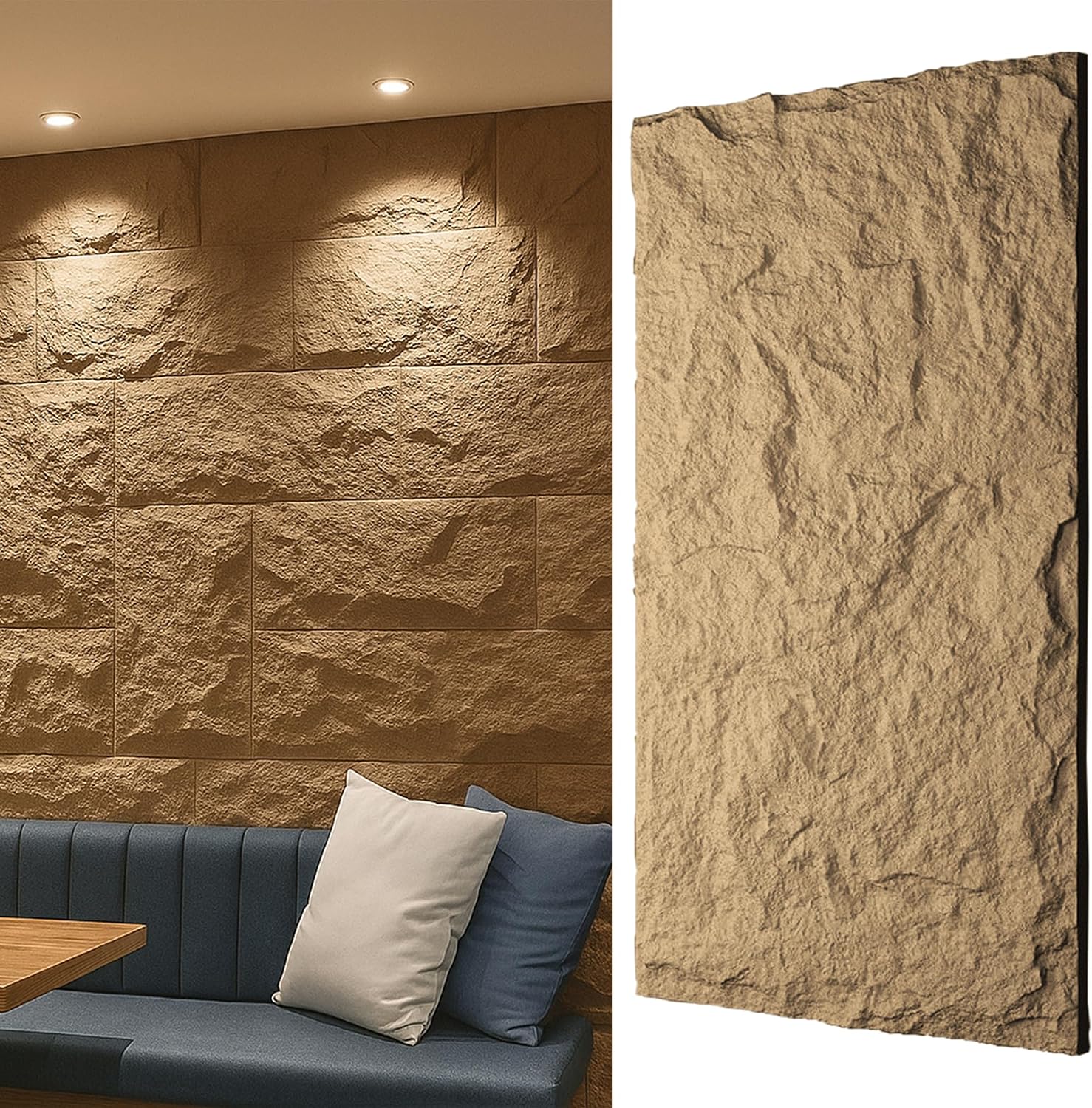 Wall Panels Stone Effect | Colosseum 1x Panel | 120 x 60cm (47.2 x 23.6 inches) | 3D Decorative Rock Effect Panels | Easy Installation DIY | Interior & Exterior Design