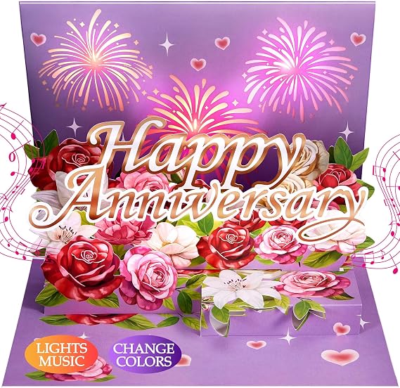 Airpark Anniversary Card, Pop Up Happy Anniversary Cards with Music & Light