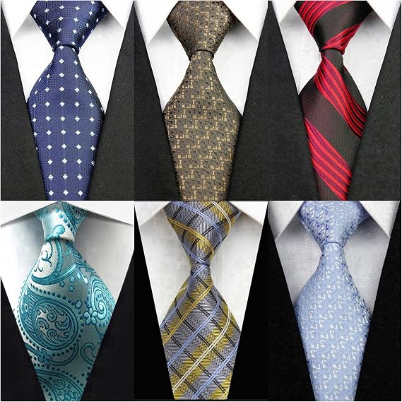 Men's Classic Neck Ties for Men 6 Pack Classy Men's Tie Woven Jacquard Ties Party Suit