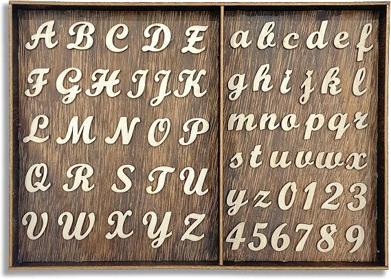 552 Pieces 0.75 Inch Mini Unfinished Wooden Letters Uppercase & Lowercase Unpainted Wooden Numbers Blank Wood Letters Storage for Scrapbooking Crafts