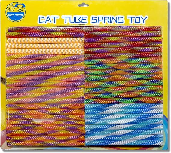 LeoezxTM Cat Spring Toy (44PCS) Indoor cat Interactive Plastic Coil Spring Multi-Color cat Interactive Game Training to Catch, bite and Hunt