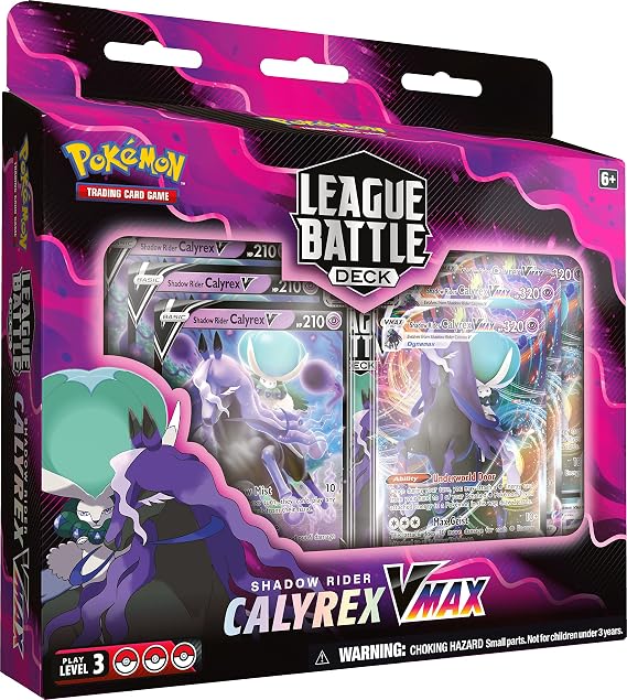 Pokemon TCG: Shadow Rider Calyrex VMAX League Battle Deck (60 Cards Ready to Play Deck, 3 Foil V Cards & 3 Foil VMAX Cards)
