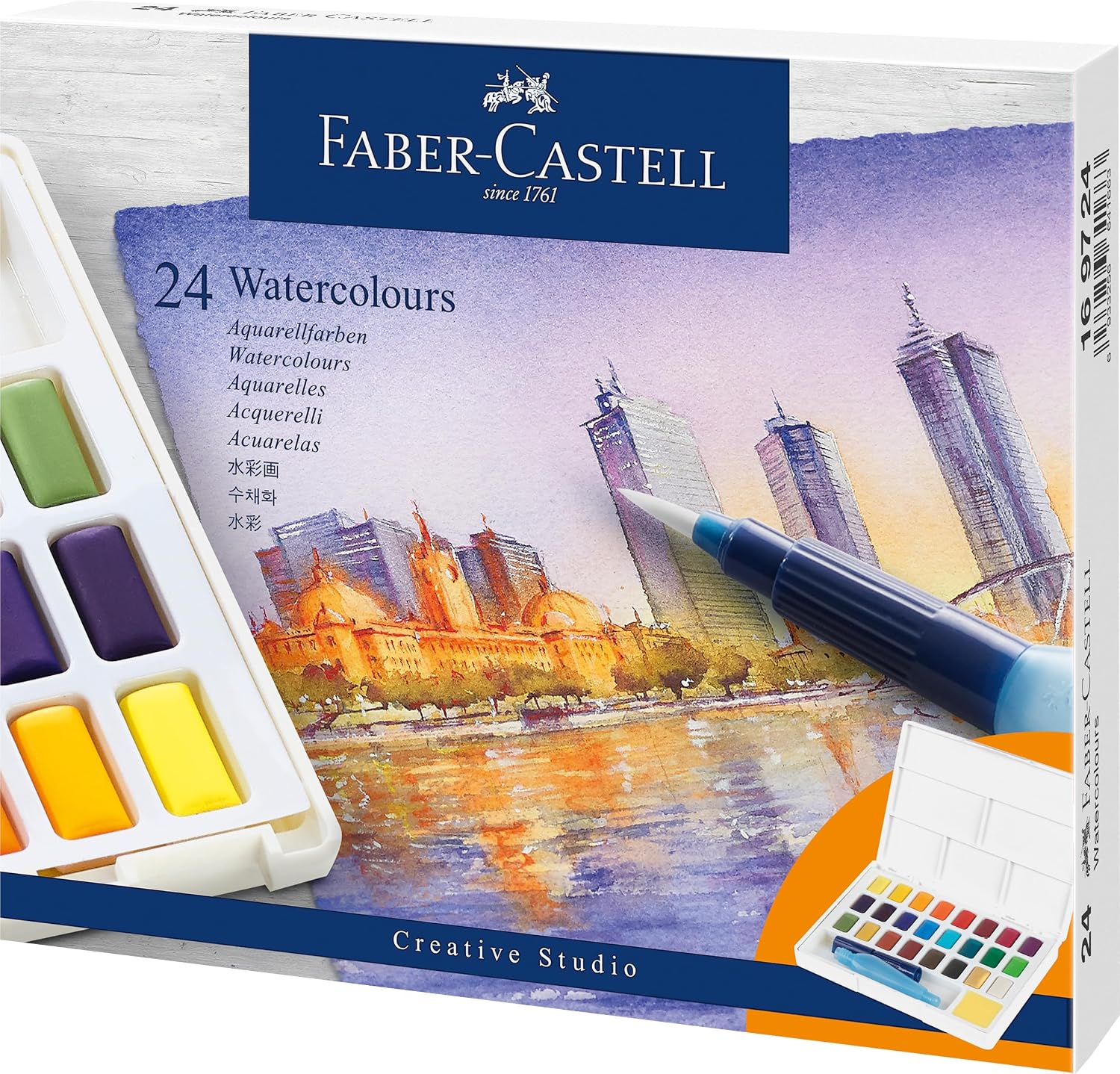 Faber Castell 169724 Solid Watercolor Palette, 24 Colors