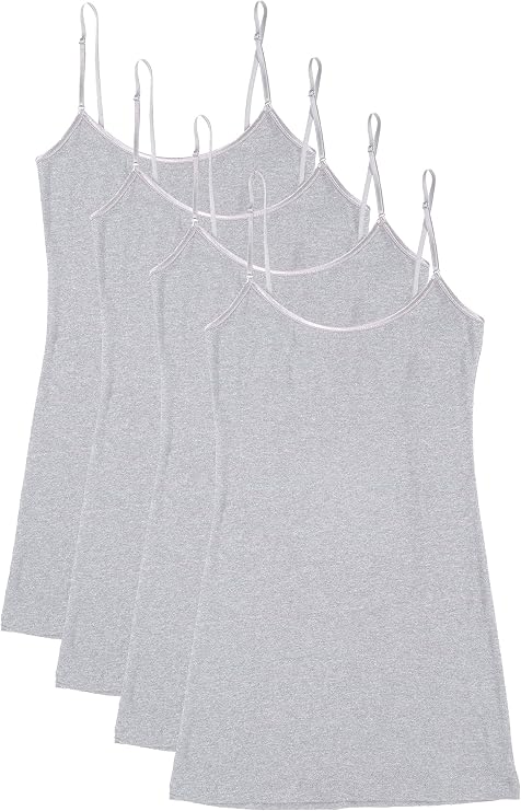 Bozzolo XT1002L Plus Size Adjustable Spaghetti Strap Trim Long Tank Top 4Pack - Gry.HE XL