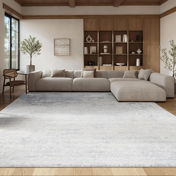 SAFAVIEH Brentwood Collection Area Rug - 9' x 12', Ivory & Grey, Modern Abstract Design, Non-Shedding & Easy Care, Ideal for High Traffic Areas in Living Room, Bedroom (BNT822A)