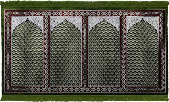 Modefa Prayer Rug Wide 4 Person Masjid Family Group Jummah Cumle Prayer Rug Green Red