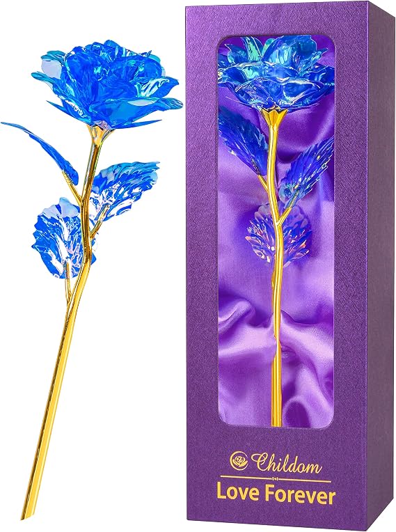 Birthday Gifts for Women Mom,Forever Blue Rose Flower For Delivery Prime | Christmas Rose Gifts For Women Mom,Purple Artificial Flowers Rose Gift For Women Her,Anniversary,Valentines,Stocking Stuffers